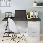 Blat de masă gri 120x60x(2-6) cm, lemn masiv stejar tratat GartenMobel Dekor