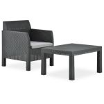 Set mobilier de grădină cu perne, 2 piese, antracit, PP ratan GartenMobel Dekor