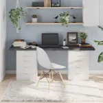 Blat de masă gri 180x60x(2-4) cm, lemn masiv stejar tratat GartenMobel Dekor