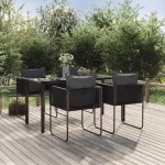 Set de servit masa pentru grădină, 5 piese, negru  GartenMobel Dekor