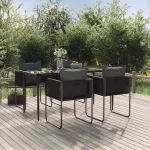 Set de servit masa pentru grădină, 5 piese, negru  GartenMobel Dekor