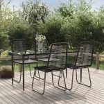 Set de servit masa pentru grădină, 5 piese, negru  GartenMobel Dekor