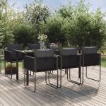Set de servit masa pentru grădină, 7 piese, negru  GartenMobel Dekor