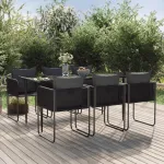 Set de servit masa pentru grădină, 7 piese, negru  GartenMobel Dekor