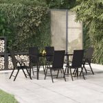 Set mobilier de grădină, 7 piese, negru, poliratan GartenMobel Dekor