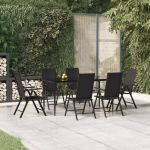 Set mobilier de grădină, 7 piese, negru, poliratan GartenMobel Dekor