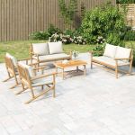 Set mobilier de grădină cu perne alb crem, 2 piese, bambus GartenMobel Dekor