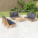 Set mobilier de grădină cu perne gri închis, 5 piese, bambus GartenMobel Dekor