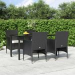 Set de masă pentru grădină, 5 piese, cu perne, negru GartenMobel Dekor