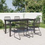 Set mobilier de grădină, 5 piese, negru, ratan PVC GartenMobel Dekor