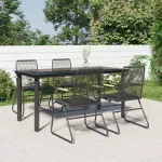 Set mobilier de grădină, 5 piese, negru, ratan PVC GartenMobel Dekor