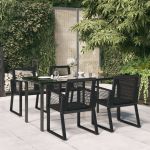 Set mobilier de grădină, 5 piese, negru, ratan PVC GartenMobel Dekor