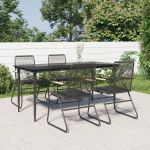 Set mobilier de grădină, 5 piese, negru, ratan PVC GartenMobel Dekor