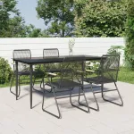 Set mobilier de grădină, 5 piese, negru, ratan PVC GartenMobel Dekor
