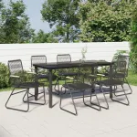 Set mobilier de grădină, 7 piese, negru, ratan PVC GartenMobel Dekor