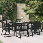 Set mobilier de grădină, 7 piese, negru, ratan PVC GartenMobel Dekor