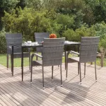 Set mobilier de grădină, 5 piese, gri, poliratan GartenMobel Dekor