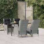 Set mobilier de grădină, 5 piese, gri deschis, poliratan GartenMobel Dekor