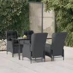 Set mobilier de grădină, 5 piese, gri închis, poliratan GartenMobel Dekor