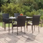 Set mobilier de grădină, 5 piese, negru, poliratan GartenMobel Dekor