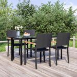 Set mobilier de grădină, 5 piese, negru, poliratan GartenMobel Dekor