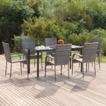 Set mobilier de grădină, 7 piese, gri, poliratan GartenMobel Dekor
