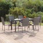 Set mobilier de grădină, 7 piese, gri, poliratan GartenMobel Dekor