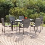 Set mobilier de grădină, 7 piese, gri, poliratan GartenMobel Dekor