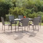 Set mobilier de grădină, 7 piese, gri, poliratan GartenMobel Dekor