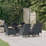Set mobilier de grădină, 7 piese, gri închis, poliratan GartenMobel Dekor