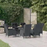 Set mobilier de grădină, 7 piese, gri închis, poliratan GartenMobel Dekor