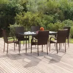 Set mobilier de grădină, 7 piese, maro, poliratan GartenMobel Dekor