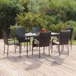 Set mobilier de grădină, 7 piese, negru, poliratan GartenMobel Dekor