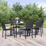 Set mobilier de grădină, 7 piese, negru, poliratan GartenMobel Dekor