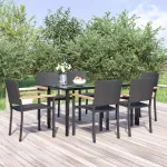 Set mobilier de grădină, 7 piese, negru, poliratan GartenMobel Dekor