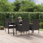Set mobilier de grădină cu perne, 5 piese, negru, poliratan GartenMobel Dekor