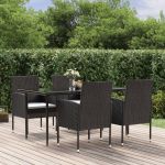 Set mobilier de grădină cu perne, 5 piese, negru, poliratan GartenMobel Dekor