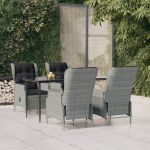 Set mobilier de grădină, 5 piese, gri deschis, poliratan GartenMobel Dekor