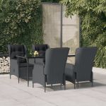 Set mobilier de grădină, 5 piese, gri închis, poliratan GartenMobel Dekor