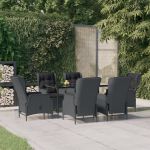 Set mobilier de grădină, 7 piese, gri închis, poliratan GartenMobel Dekor