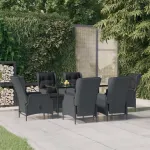 Set mobilier de grădină, 7 piese, gri închis, poliratan GartenMobel Dekor