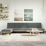 Canapea extensibilă în formă de L gri 255x140x70 cm textil GartenMobel Dekor