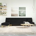 Canapea extensibilă în formă de L negru 255x140x70 cm textil GartenMobel Dekor
