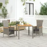 Set mobilier de grădină cu perne, 3 piese, gri, poliratan GartenMobel Dekor