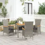 Set mobilier de grădină cu perne, 5 piese, gri, poliratan GartenMobel Dekor