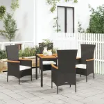 Set mobilier de grădină cu perne, 5 piese, negru, poliratan GartenMobel Dekor