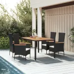 Set mobilier de grădină cu perne, 5 piese, negru, poliratan GartenMobel Dekor