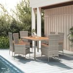 Set mobilier de grădină cu perne, 7 piese, gri, poliratan GartenMobel Dekor