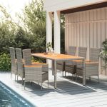 Set mobilier de grădină cu perne, 7 piese, gri, poliratan GartenMobel Dekor