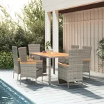 Set mobilier de grădină cu perne, 7 piese, gri, poliratan GartenMobel Dekor